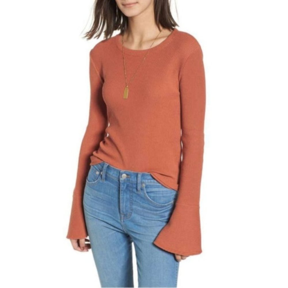 Madewell Ruffle Cuff Ribbed Top - Picture 2 of 7